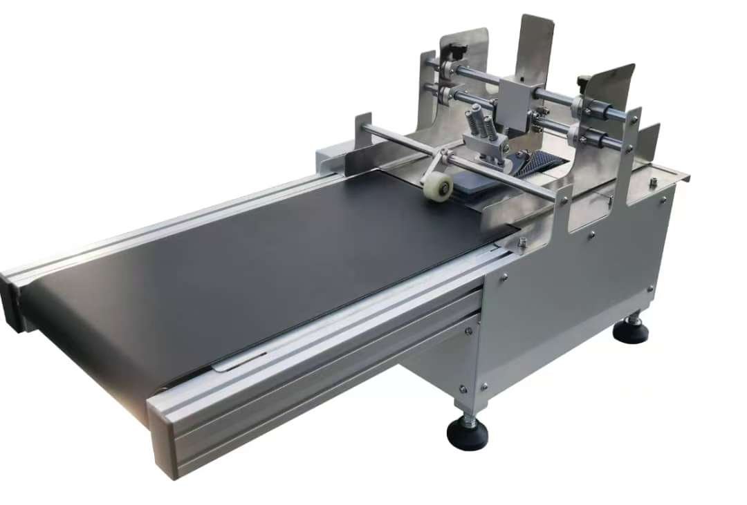 AIMS brand Compact Continuous flat belt Compact variable speed conveyor with inbuilt 12.7mm TIJ Printer Model SCS 250P 250 x 610mm